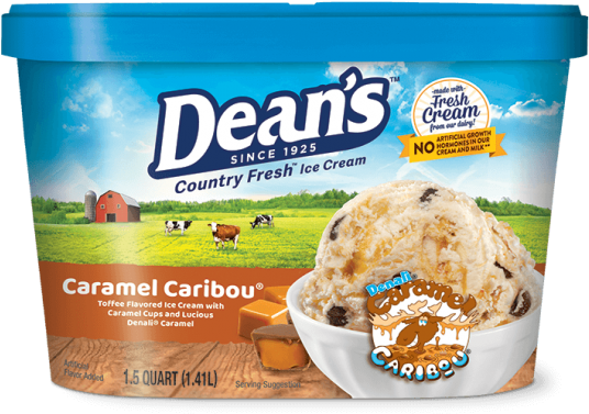 Dean's Premium Caramel Caribou Ice Cream - Sea Salt Caramel Cheesecake Ice Cream (547x900), Png Download