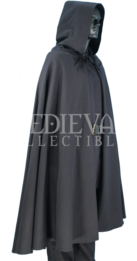 Medieval Hooded Cape - Black Cape And Hood (886x886), Png Download