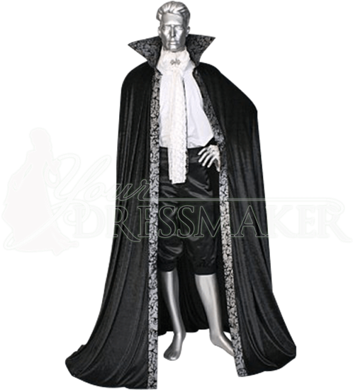 Black And Silver Dracula Cape - Black And White Medieval Robe (550x550), Png Download