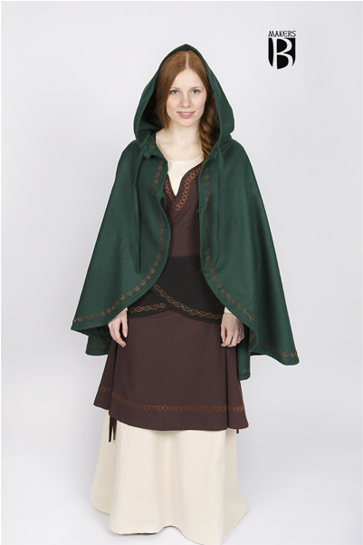 Cape Affra Green - Wool Cape Affra - Ideal For Larp, Sca (600x600), Png Download