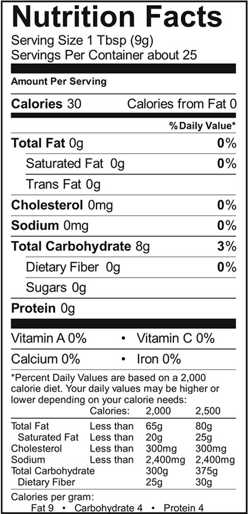 Gluten Free Non-gmo Corn Starch - Monster White Nutrition Facts (1000x1000), Png Download