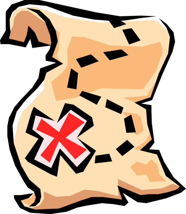 Vector Illustration Of Treasure Map With X Marking - Treasure Map Clip Art (609x700), Png Download