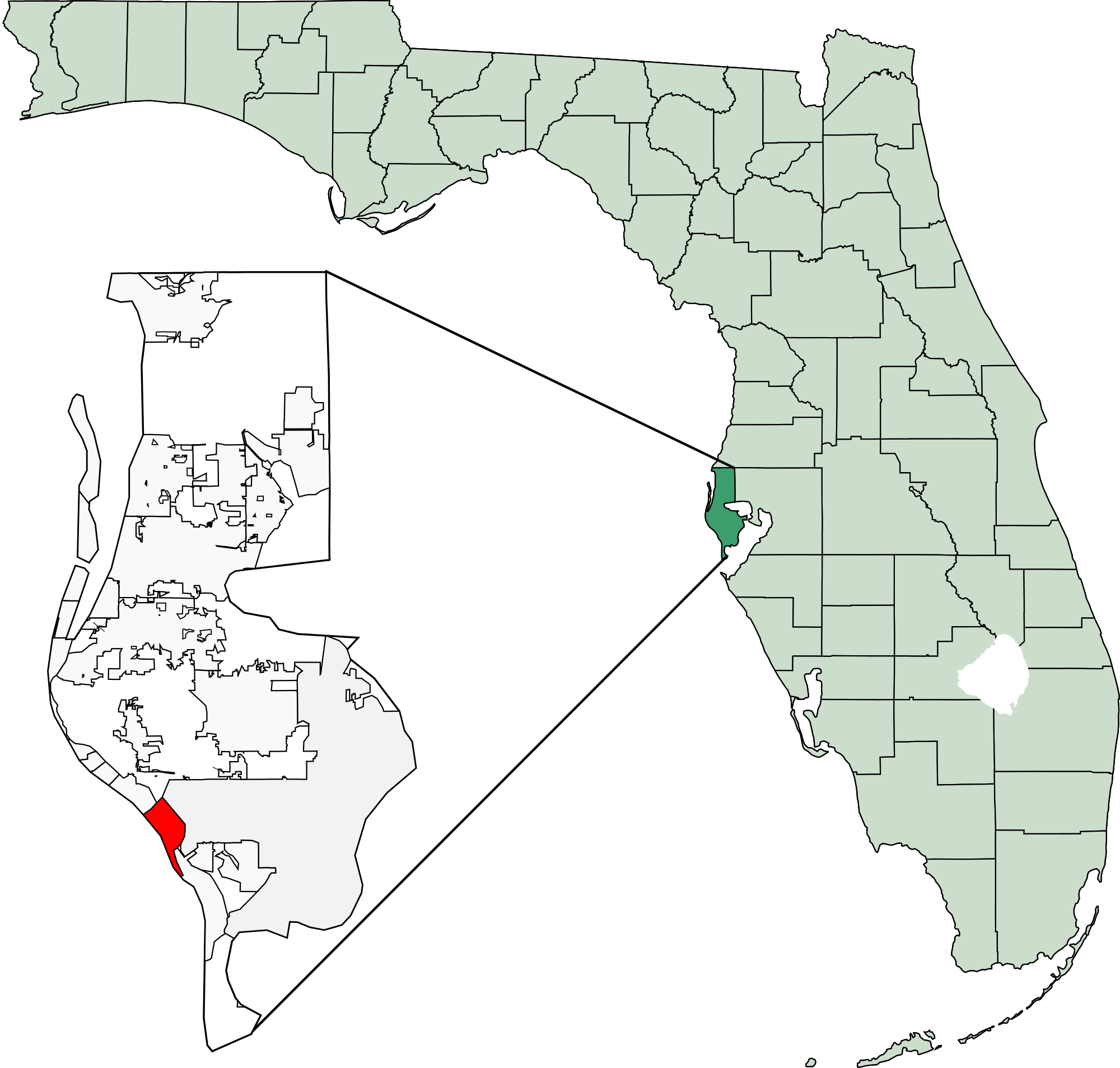 Open - St Pete Beach On A Map (2000x1907), Png Download