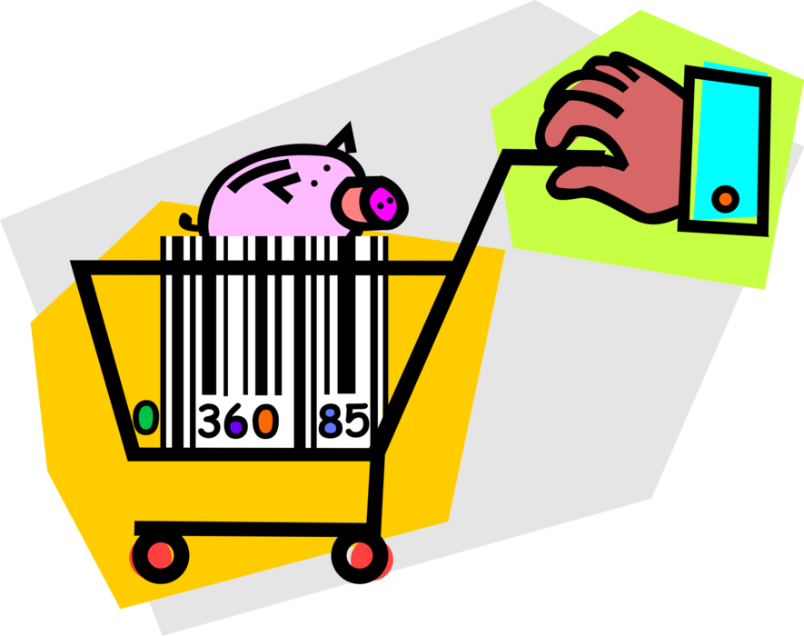 Vector Illustration Of Hand Pushes Shopping Cart With - Abandonment Rate (885x700), Png Download