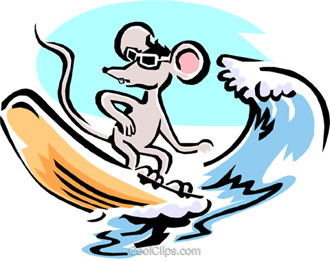 Mouse Cartoon Surfing Mouse Royalty Free Vector Clip - Rato Prancha De Surf (480x379), Png Download