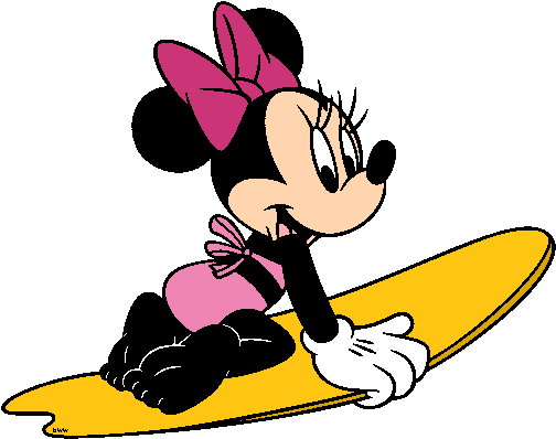 Minnie Surf Bikini - Minnie Mouse In A Bathing Suit (517x421), Png Download