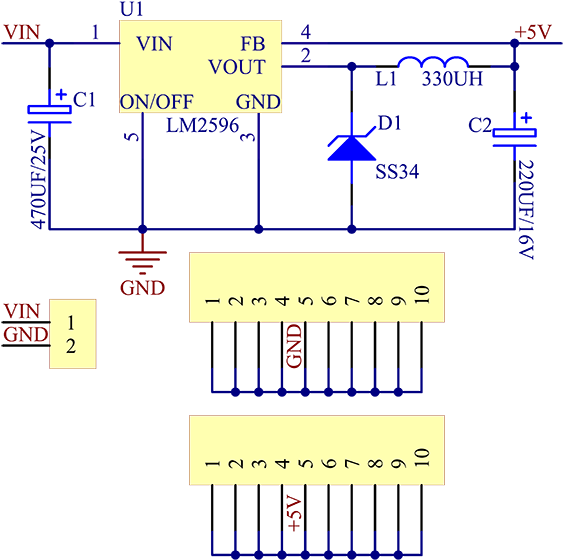 Dc-dc - Lm2596 Schematic (600x584), Png Download