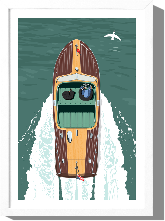 Rkr Riviera Chris Craft I Art Print (1000x1000), Png Download