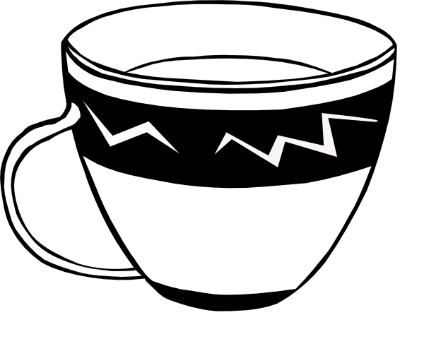 Teacup Clipart Large - Tea Cup Black And White (600x497), Png Download