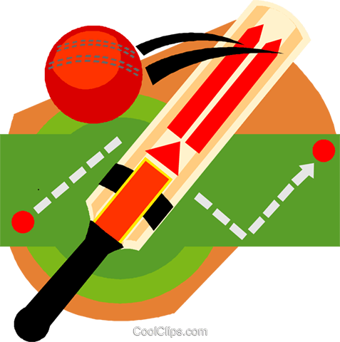 Cricket Paddle With Ball Royalty Free Vector Clip Art - Cricket Clipart (477x480), Png Download