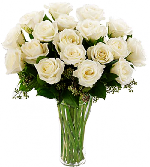 White Roses Vase (500x554), Png Download