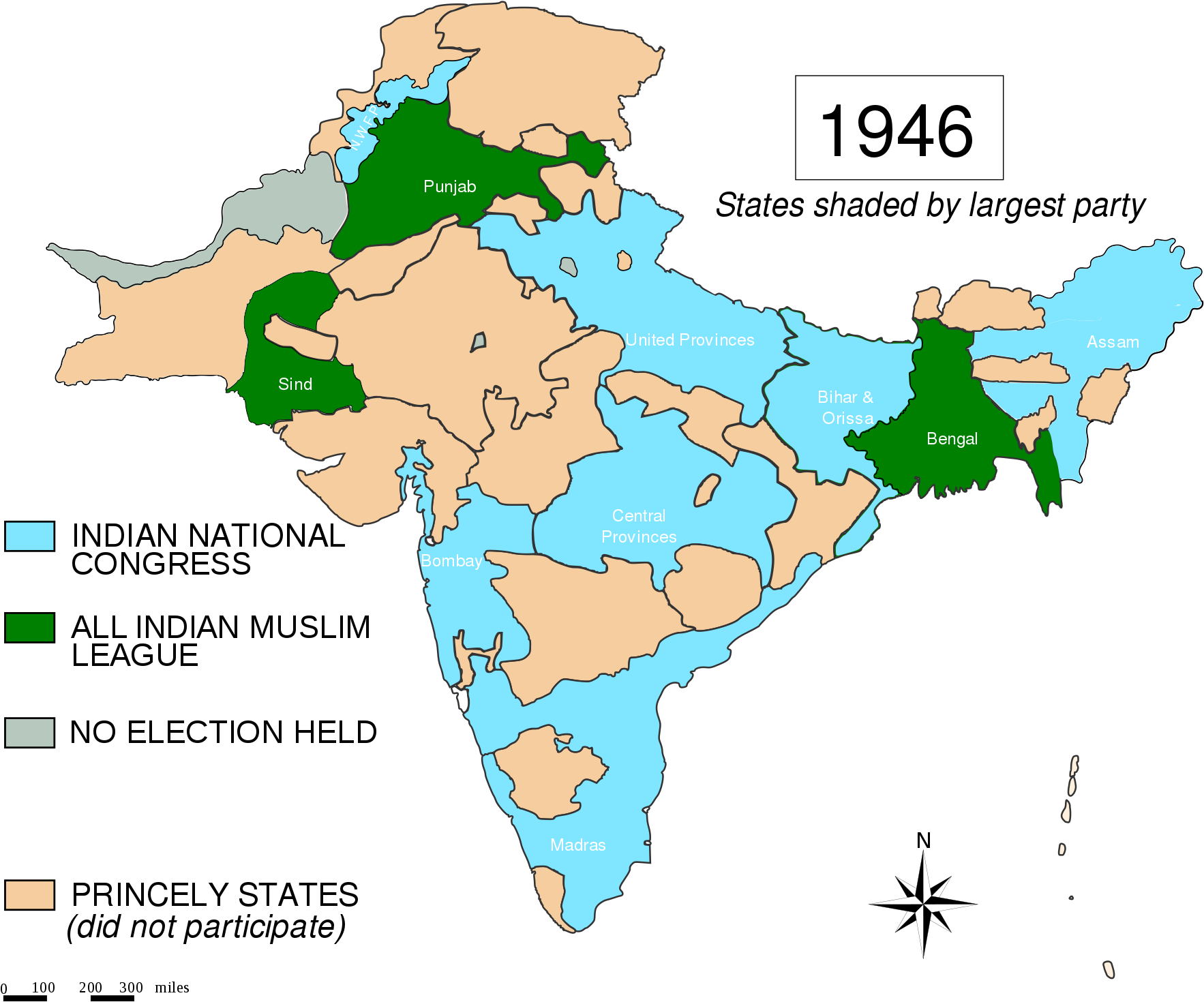 Indian Provincial Election - Provincial Elections Of 1946 (2000x1539), Png Download