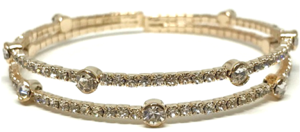 Double Crystal Gold Bracelet - Bracelet (480x385), Png Download
