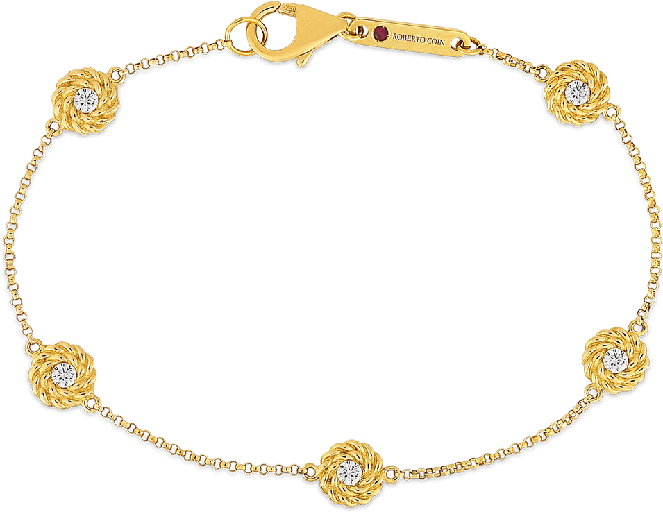 Roberto Coin 18k Yellow Gold Bracelet With Diamond - Bracelet (1600x1600), Png Download