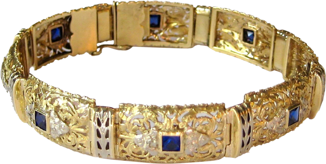 Elaborate Vintage 18 Karat Gold Bracelet (1283x1283), Png Download