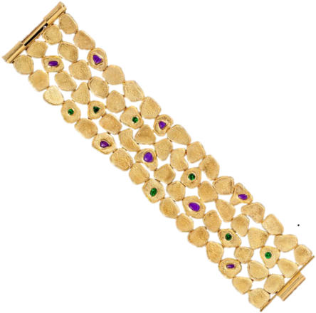 Sugilite & Tsavorite 18kt Gold Bracelet - Bracelet (600x600), Png Download