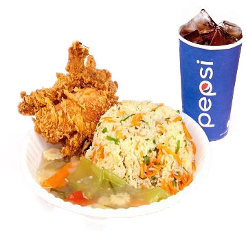 download fried rice mixed vegetable 1 pc fried chicken soft fried rice with drinks full size png image pngkit download fried rice mixed vegetable 1