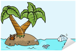 Cartoon Island In Sea - Illustration (400x400), Png Download