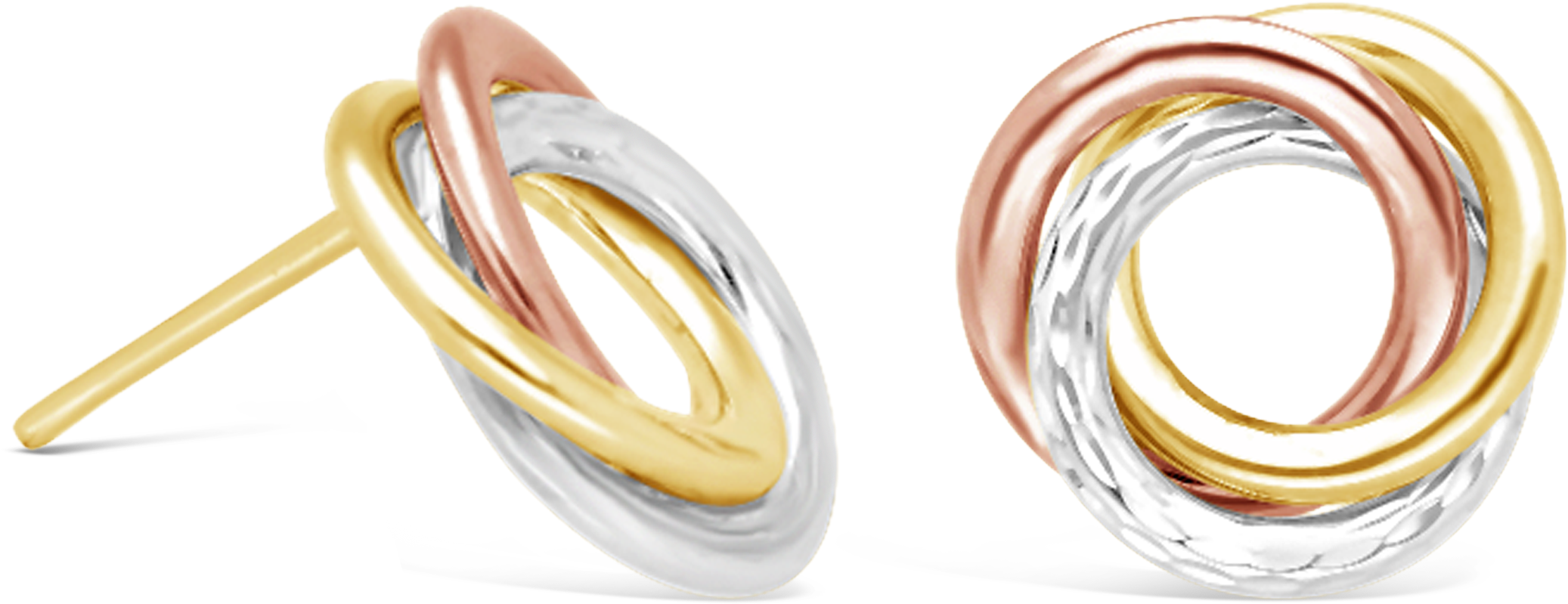 Tri Colour Gold Stud Earrings Nwj Png Tri Color Amber - Earrings (3000x3000), Png Download