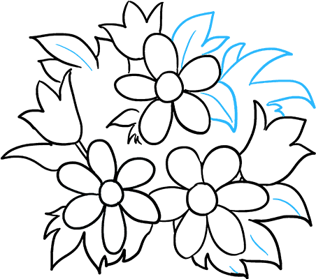 How To Draw Flower Bouquet - Drawing (680x678), Png Download