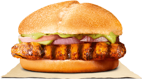 Tandoori Grill Chicken Burger - Bk Burger Shots (500x540), Png Download