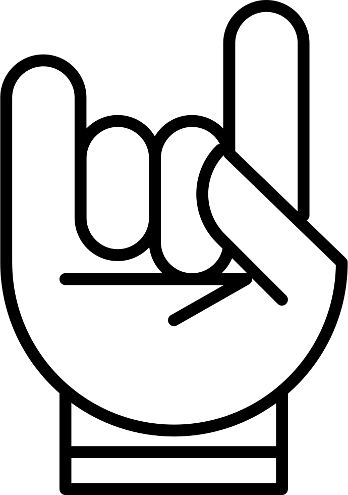 Hand With White Outline Forming A Rock On Symbol Comments - Rock Art Outline (690x980), Png Download