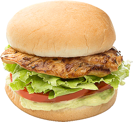 Cali Chicken Sandwich - Chicken Sandwich (450x418), Png Download