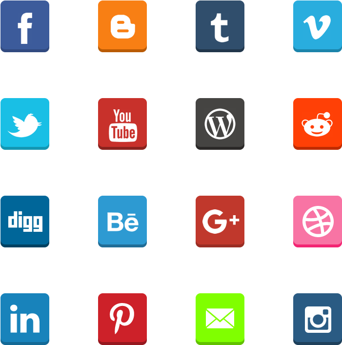 Free Flat 3d Social Buttons - Youtube (1000x1000), Png Download