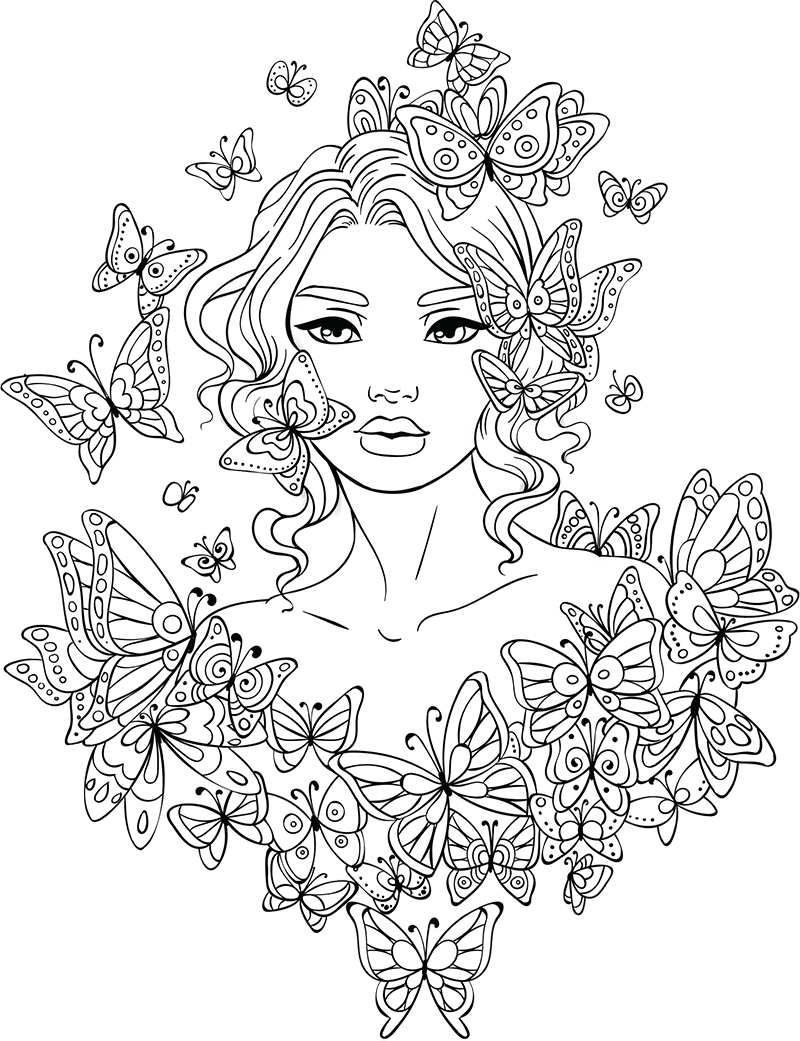 Clip Art Library Library Amazon Drawing Coloring Page - Girl Coloring Pages For Adults (800x1041), Png Download
