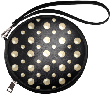 Pearls On A Midnight Black Background Round Makeup - Yimao Womens Wristlet Clutch Organizer Wallet Round (500x500), Png Download