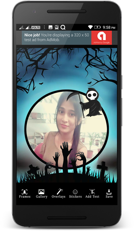 Halloween Costume Photo Frame For Android - Iphone (504x900), Png Download