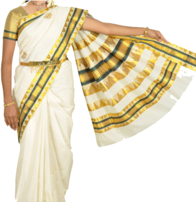 Kerala-saree - Kerala Saree Model Png (400x400), Png Download