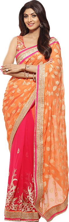 Shilpa Shetty Kundra Designer Sarees On Homeshop18 - Rajasthani Mirror Work Sarees (237x759), Png Download