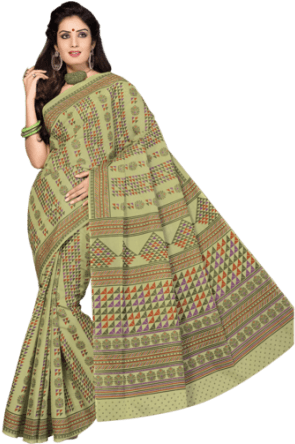 Womens Printed Cotton Saree - Cotton Saree For Women (300x450), Png Download