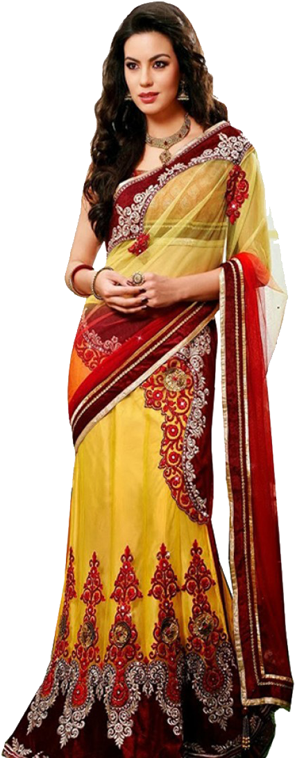 Maroon Yellow Lehenga (1100x1100), Png Download