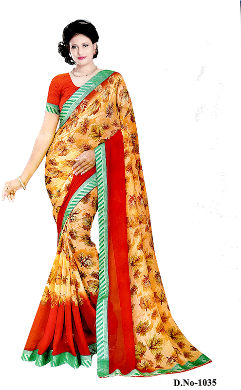 Synthetic Printed Fashion Saree With Blouse Piece - Blouse (525x800), Png Download