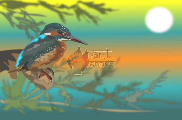 Woodpecker Perched On Tree Yellow Blue Orange Sun - Coraciiformes (606x402), Png Download