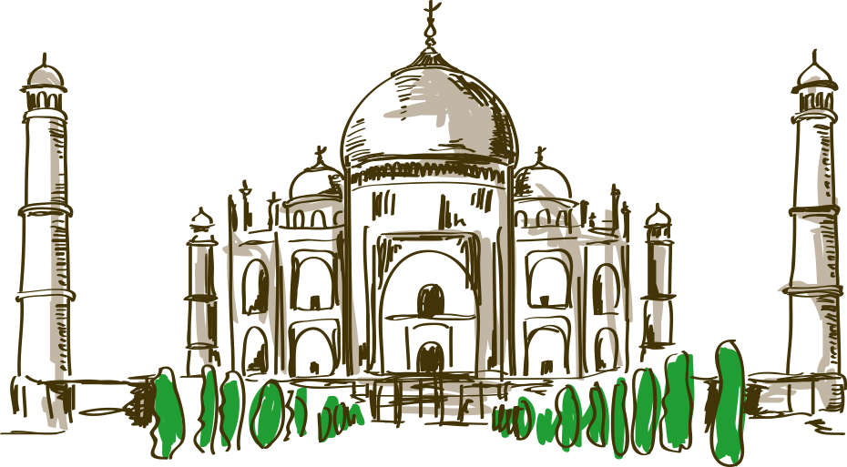 Image Royalty Free Stock Taj Mahal Hand Painted Handpainted - Taj Mahal Cartoon Png (930x513), Png Download