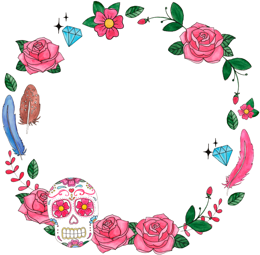 Hand Painted Colorful Flower Headdress Decorative - Namenstasse - Wild Flower Skull (1024x1024), Png Download