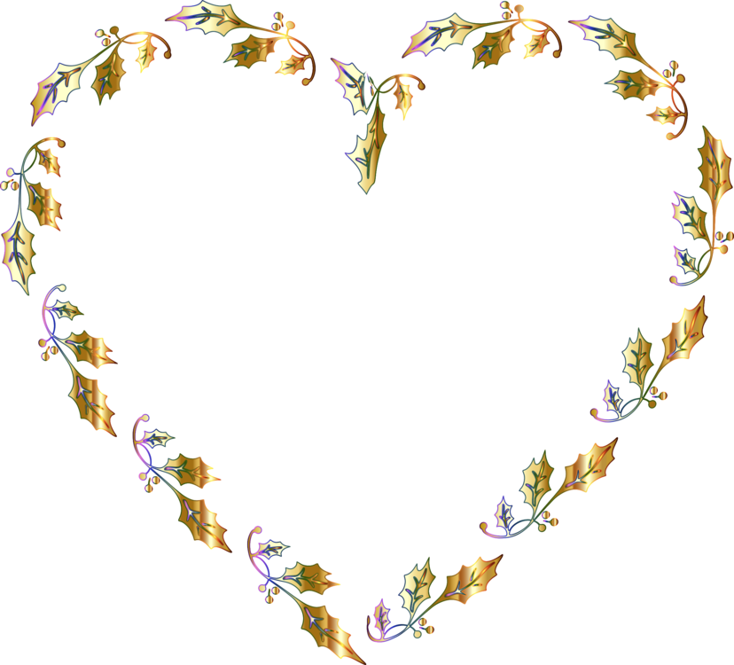 Computer Icons Download Heart Floral Design - Holly Heart Clip Art (828x750), Png Download