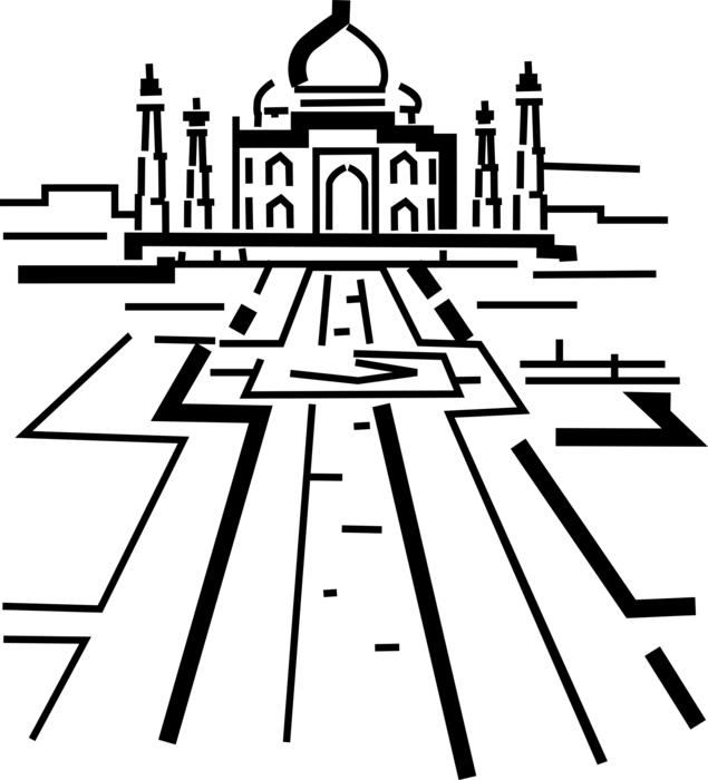 Banner Download India Vector Line - Taj Mahal (635x700), Png Download