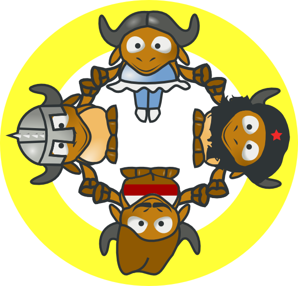 Free Vector Gnu Circle Clip Art - Cows Holding Hands (600x576), Png Download