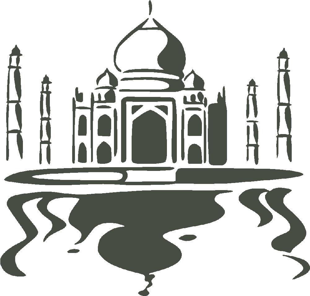 Taj Mahal Black And White (1000x1000), Png Download