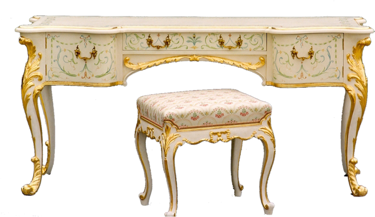 Painted Cabriole Dressing Table And Stool - Transparent Rose Dressing Table Png (768x538), Png Download