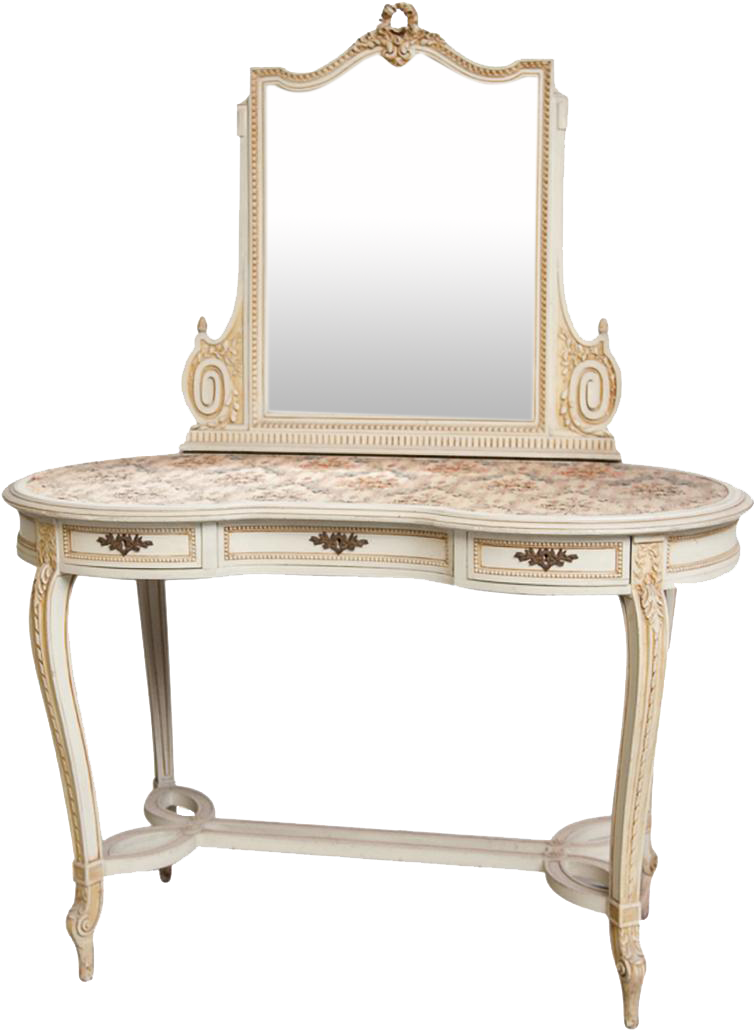 Vintage Vanity Dressing Table With Mirror From Belgium - Lowboy (1029x1029), Png Download