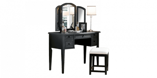 Modern Dressing Table With Mirror And Front Storage - Black Vanity Mirror (540x270), Png Download