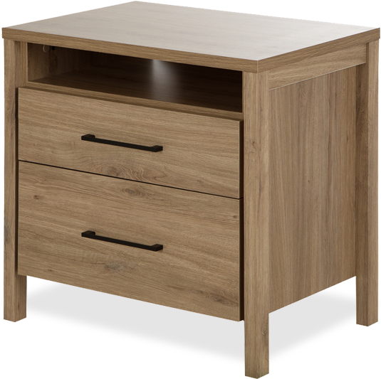 Shop Now - South Shore Gravity 2 Drawer Nightstand, Rustic Oak (534x548), Png Download
