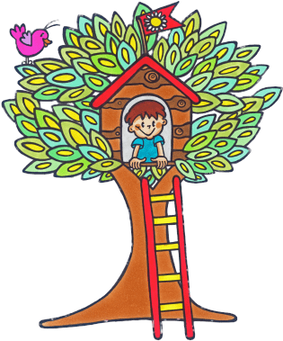 Boy In Colourful Treehouse Png - Tree House (400x401), Png Download