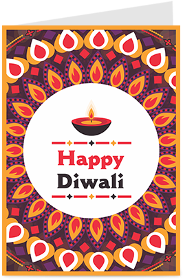 Decorated Diya Diwali Greeting Card - Diya (284x426), Png Download