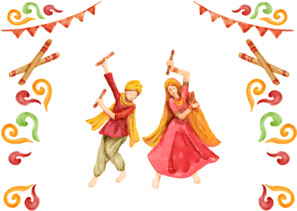 Navratri Wishes, Greetings Images - Navratri Dandiya Images Png (485x309), Png Download